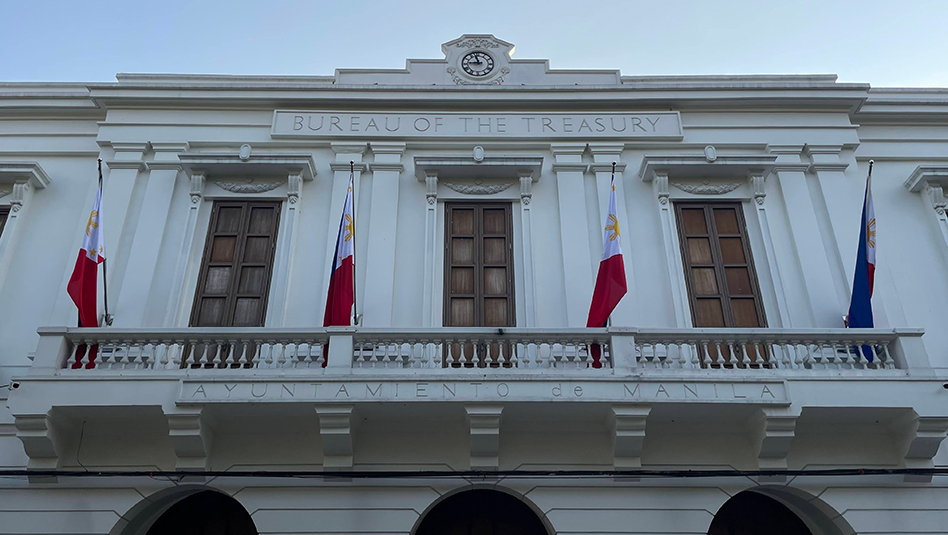 Front view of the façade of the Bureau of the Treasury in Intramuros