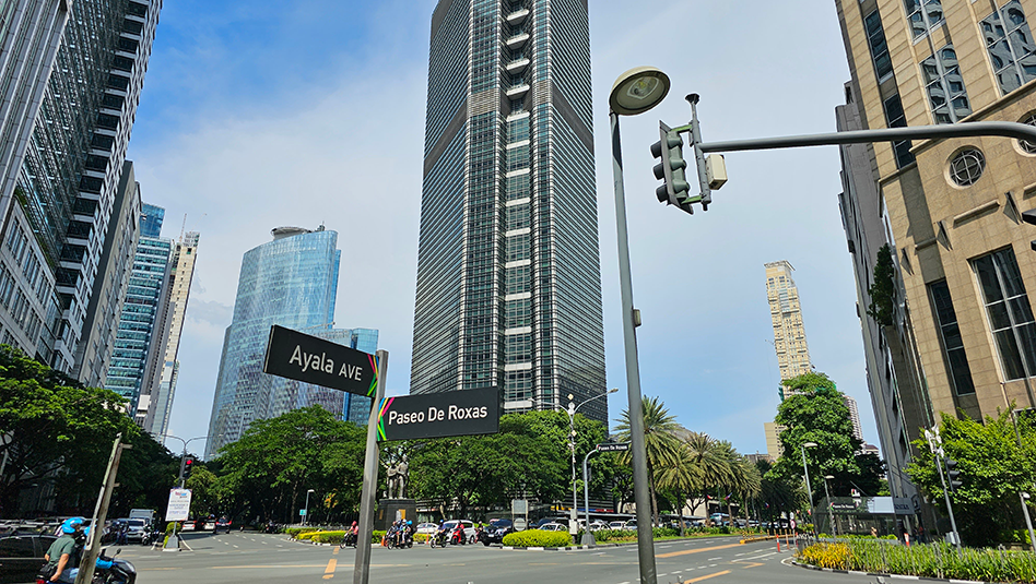 Tall buildings along Ayala Avenue and Paseo de Roxas in Makati City