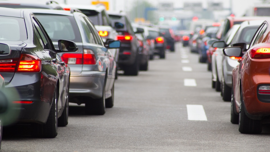 A traffic jam on a road