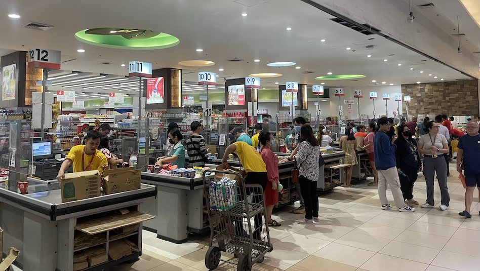 Checkout counters at the supermarket