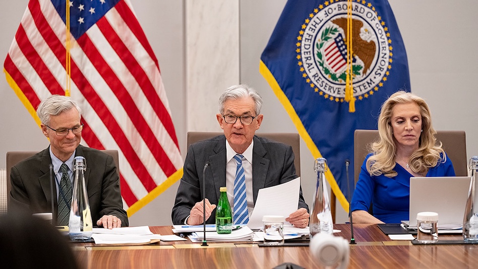 US Fed Chair Jerome Powell leads the Federal Open Market Committee meeting