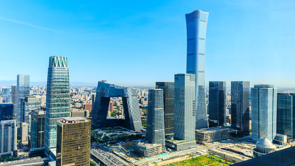 A city with tall buildings