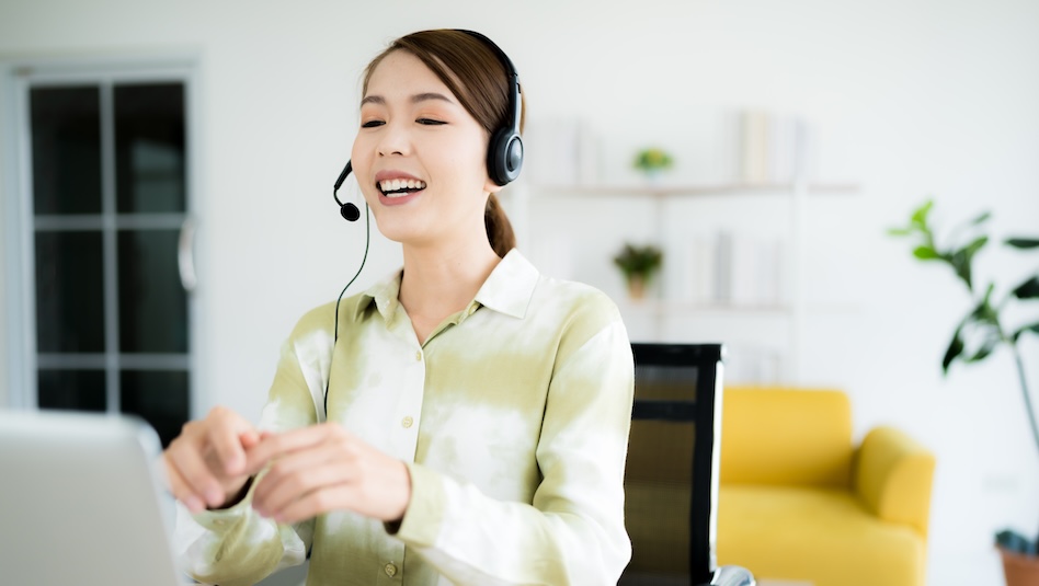 Female call center agent at work