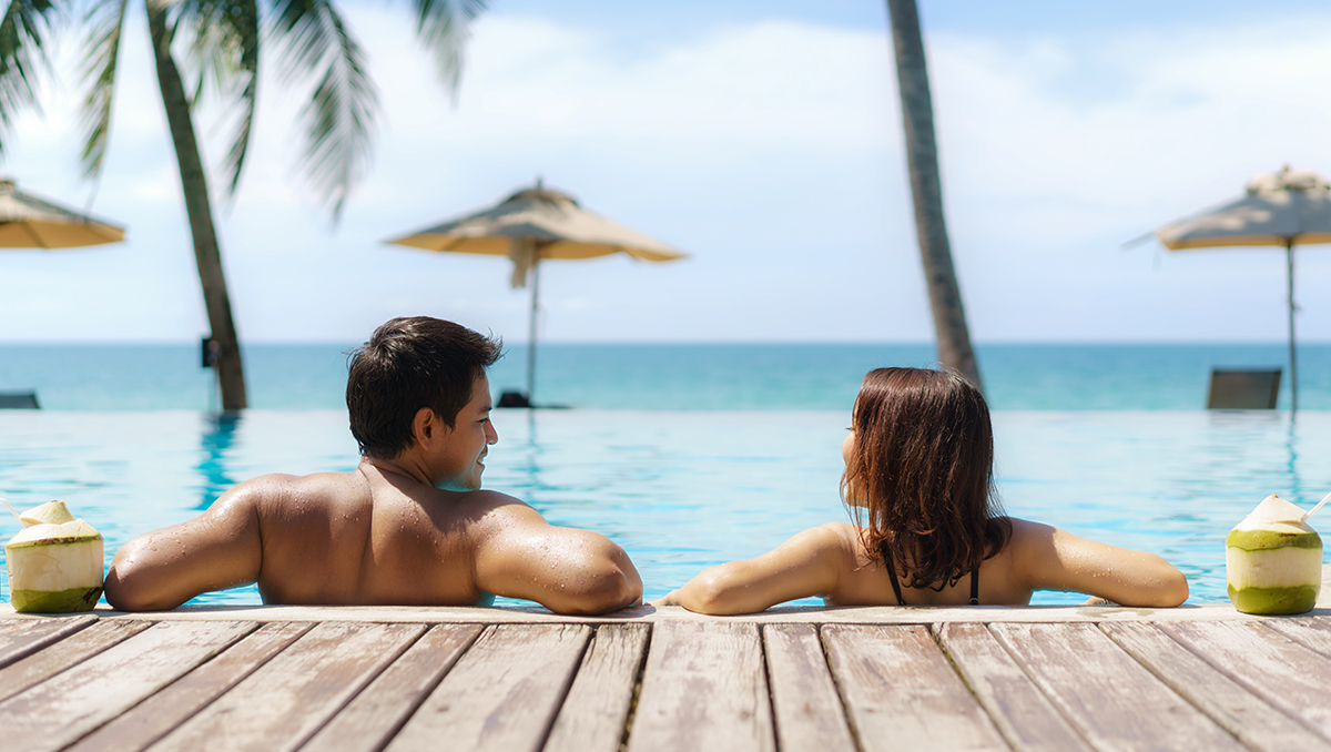 Two people in a pool