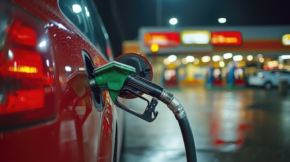 Car gassing up at the gas station