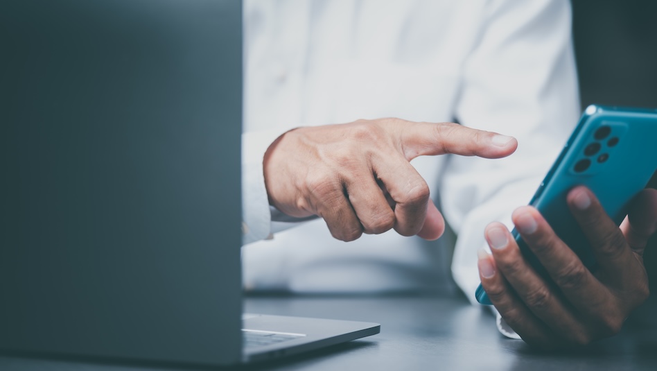 Man using his smartphone